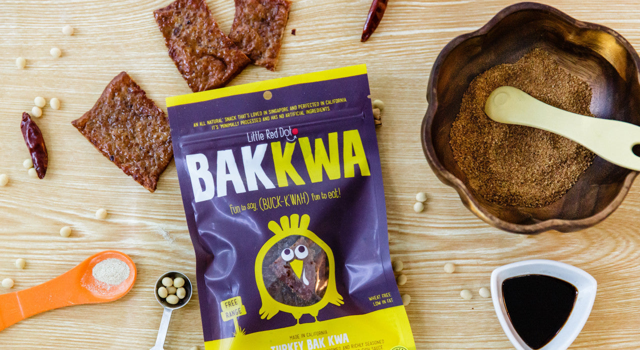 Gluten free, low sodium Turkey Bak Kwa meat snack bars made with animals without antibiotics and hormones